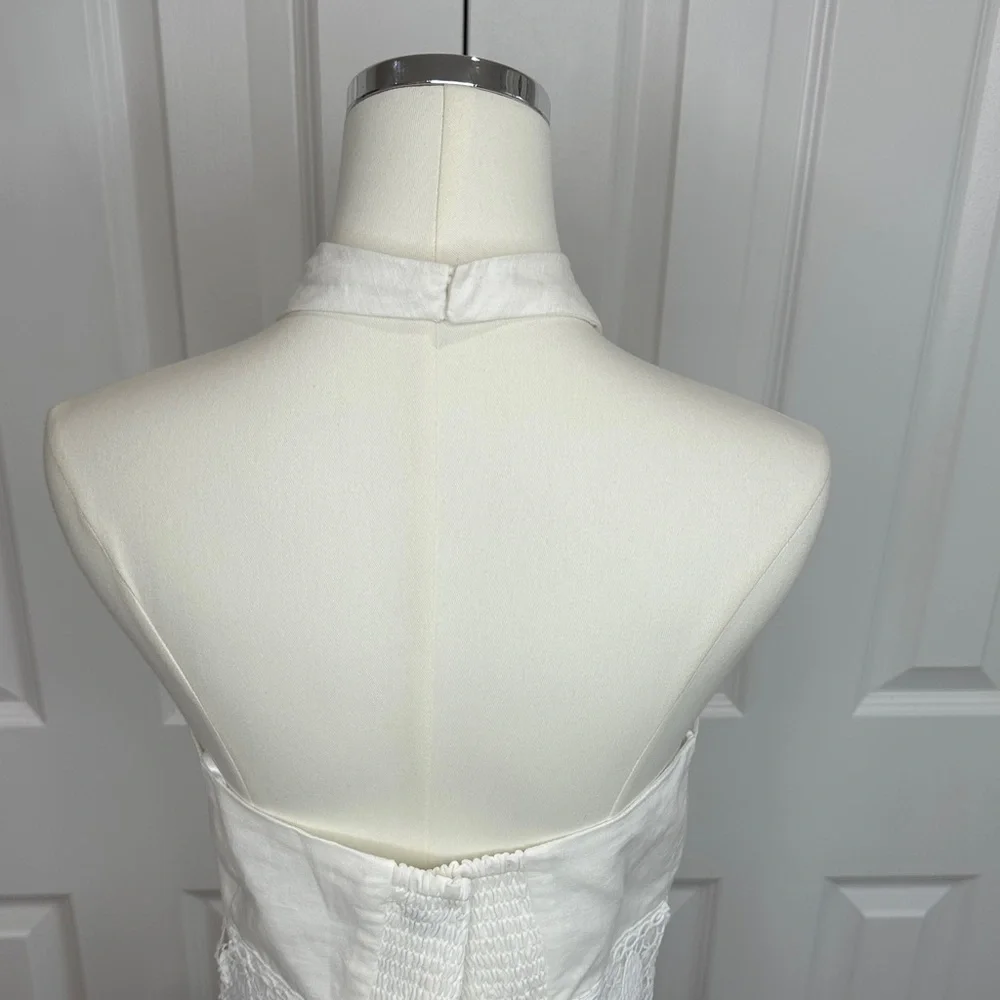 NWT Endless Rose White Halter Neck Open Back Lace Boho Cottagecore Dress Size L